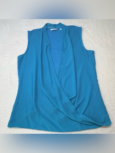 Reitmans Blue Surplice Layered Tank Top Size L - photo 2