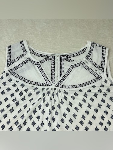 Dalia Blue White Geometric Print Sleeveless Tank Top Size L - photo 4