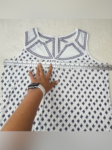 Dalia Blue White Geometric Print Sleeveless Tank Top Size L - photo 5