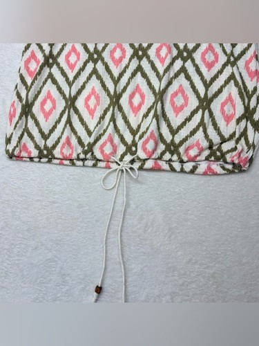 Fred David Cream Green Pink Geometric Print Lace Trim Blouse M - photo 5