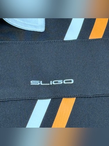 SLIGO Black Performance Golf Polo Shirt White Orange Stripes XL - photo 4