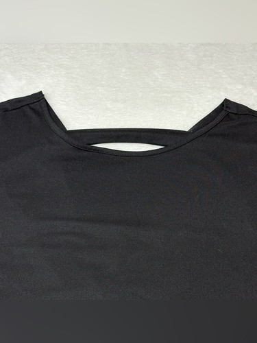 Black Round Neck Twist Back Short Sleeve Top Size Large - photo 3