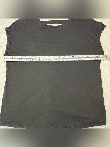 Black Round Neck Twist Back Short Sleeve Top Size Large - photo 4
