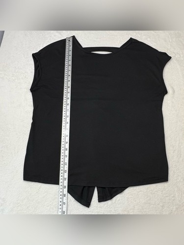 Black Round Neck Twist Back Short Sleeve Top Size Large - photo 5