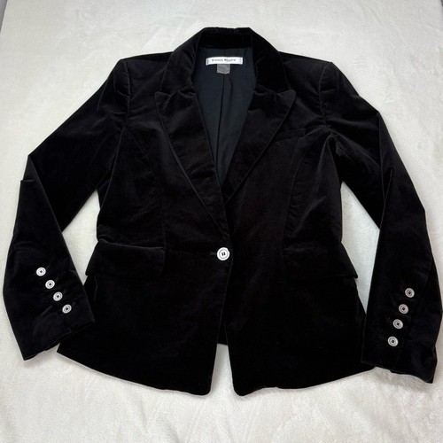 Bianca Nygard Black Velvet Single Button Blazer Jacket Womens Si - photo 2