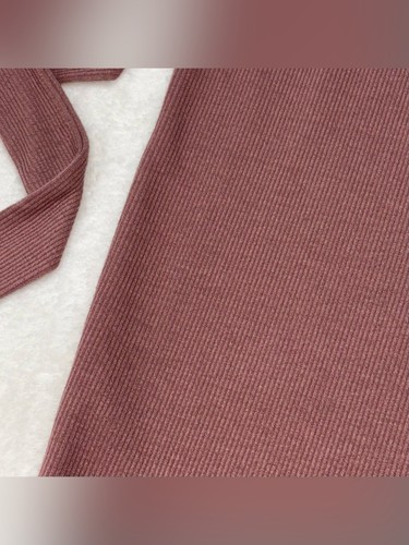 Dex Ribbed V Neck Belted Midi Dress Mauve Pink Size Medium - photo 5