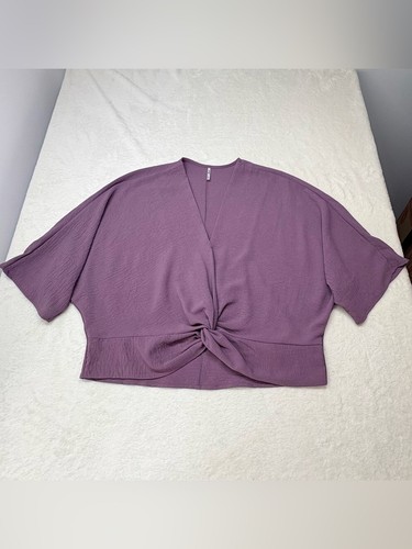 Third And Malt Purple Dolman Sleeve Knot Front Crop Top L - photo 2