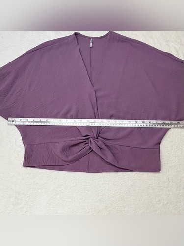 Third And Malt Purple Dolman Sleeve Knot Front Crop Top L - photo 5