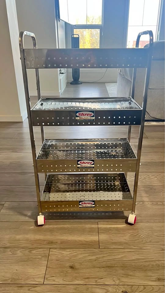 Stainless Steel 4-Tier Storage Rack with Wheels