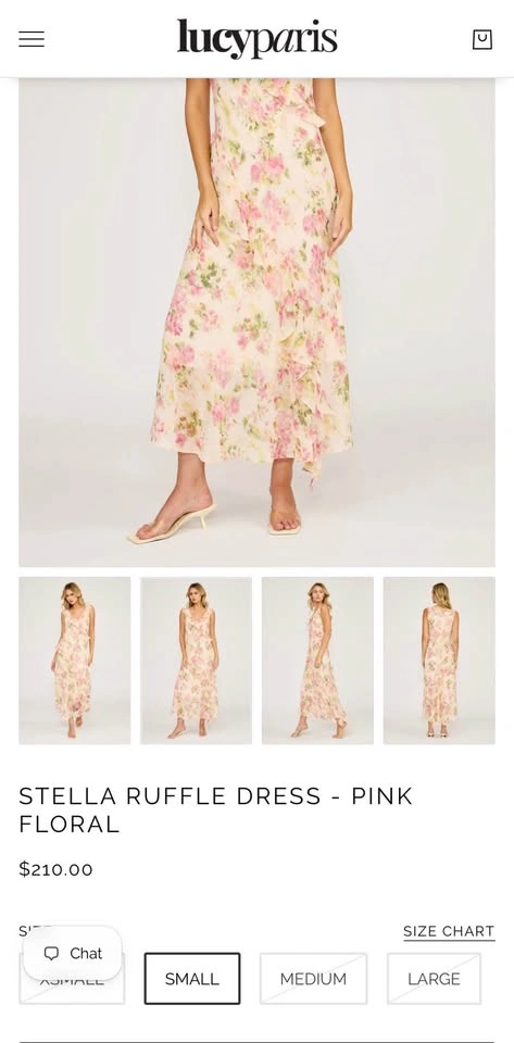 Lucy Paris Stella Pink Floral Ruffle Midi Dress Medium BNWT - photo 3