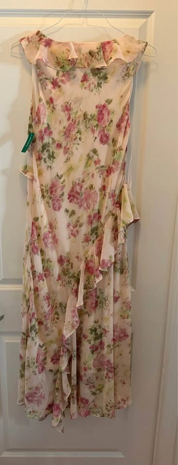 Lucy Paris Stella Pink Floral Ruffle Midi Dress Medium BNWT - photo 5