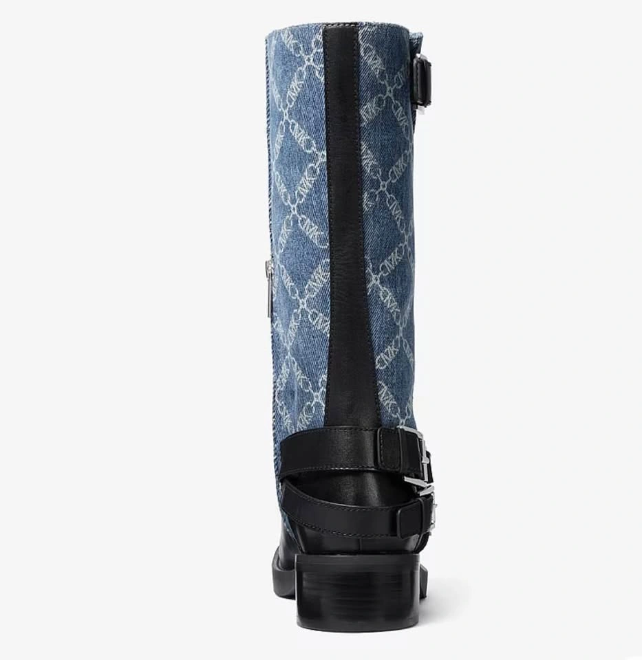 Michael Kors Jacquard Denim Moto Boots Women’s 8.5 Brand New - photo 3