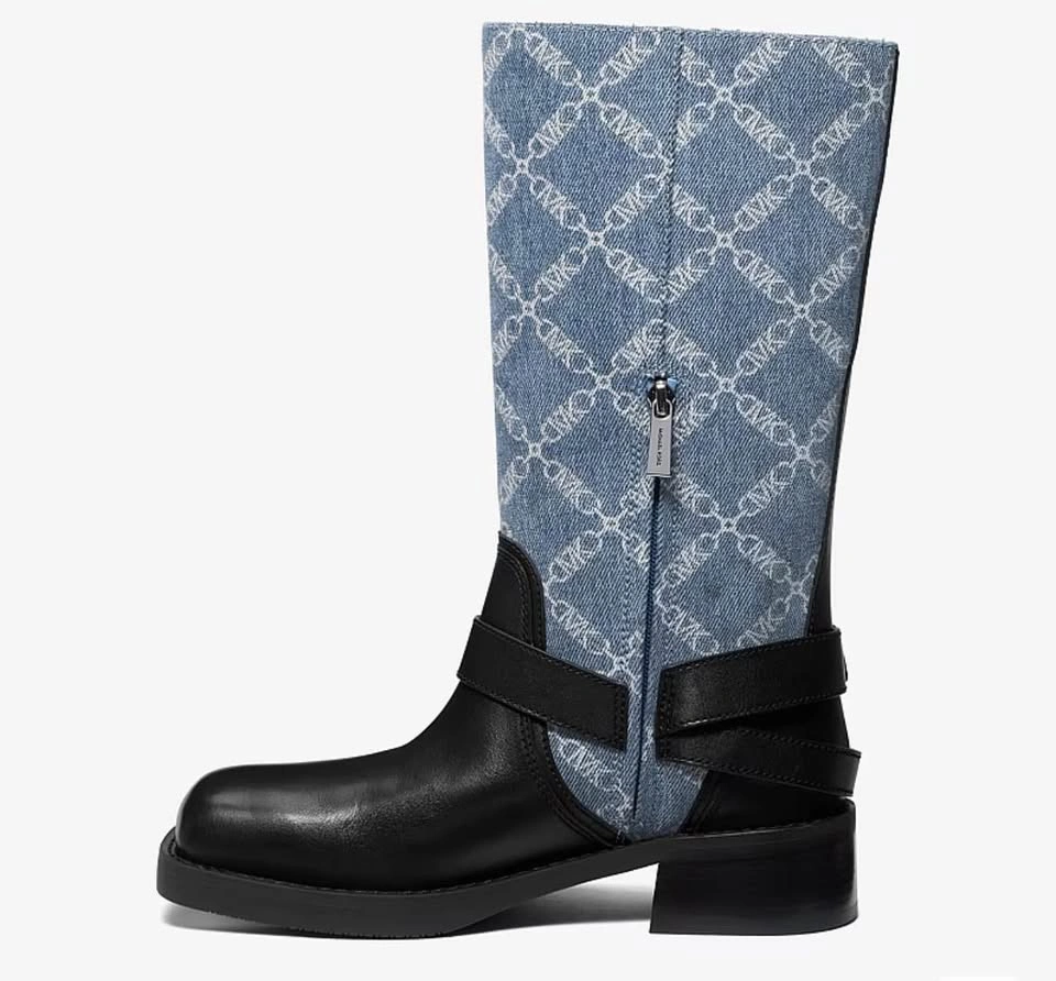 Michael Kors Jacquard Denim Moto Boots Women’s 8.5 Brand New - photo 4