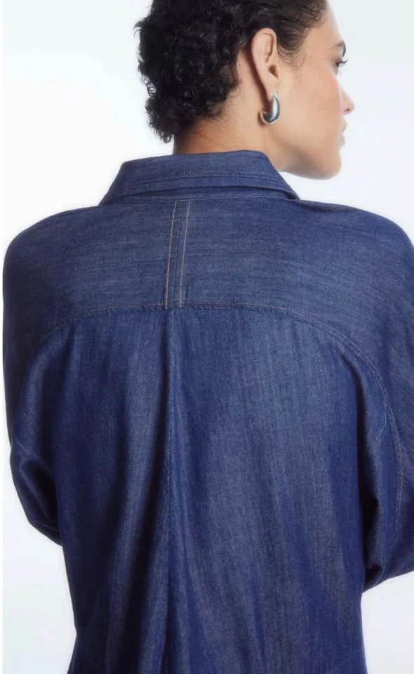 COS Rounded Denim Shirt Dress Organic Cotton Blue 12 BNWT - photo 2