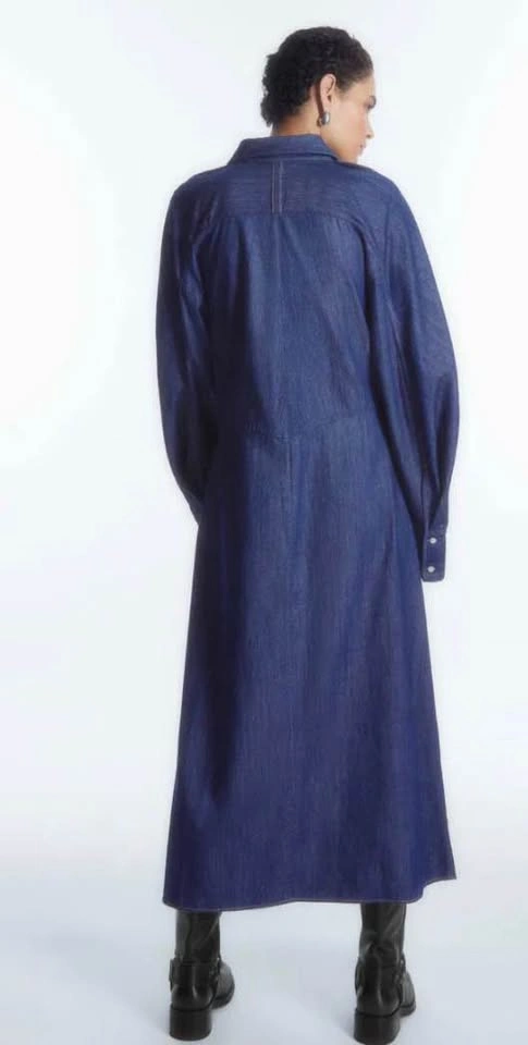 COS Rounded Denim Shirt Dress Organic Cotton Blue 12 BNWT - photo 3