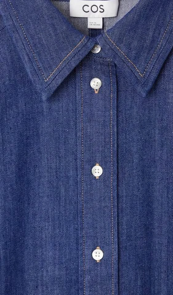 COS Rounded Denim Shirt Dress Organic Cotton Blue 12 BNWT - photo 5