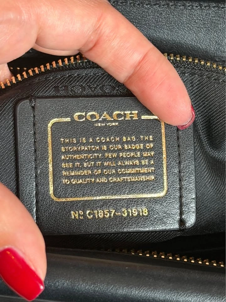 Coach Black Leather Structured Satchel Top Handle Bag - photo 5