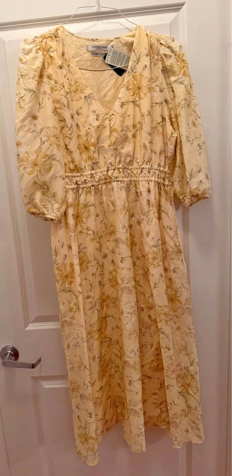 Simons Contemporaine Sunny Garden Silk Cotton Floral Dress Small