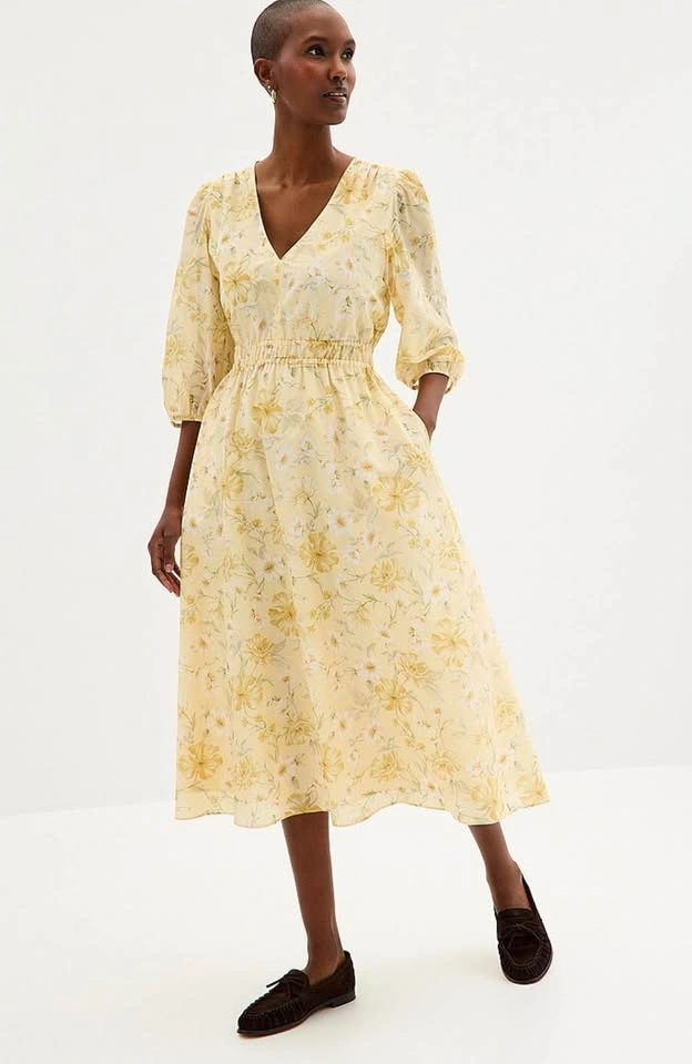 Simons Contemporaine Sunny Garden Silk Cotton Floral Dress Small - photo 2