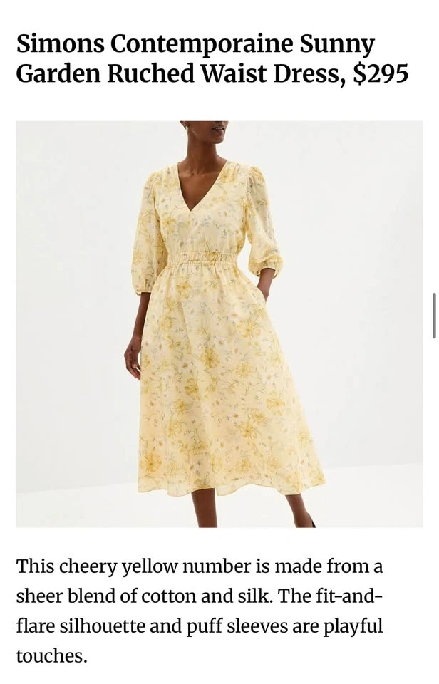 Simons Contemporaine Sunny Garden Silk Cotton Floral Dress Small - photo 3