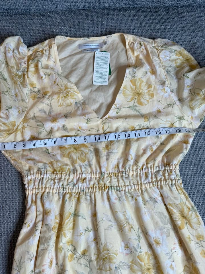 Simons Contemporaine Sunny Garden Silk Cotton Floral Dress Small - photo 4