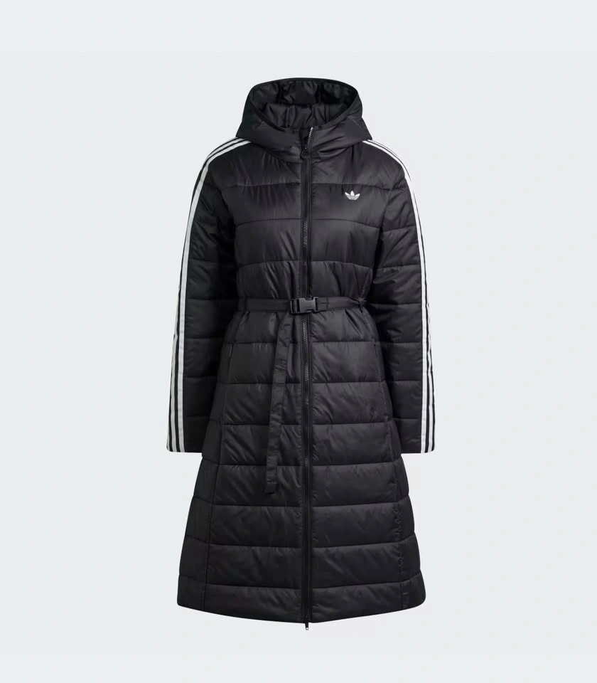 Adidas Hooded Premium Long Puffer Belted Coat Black Small - photo 3