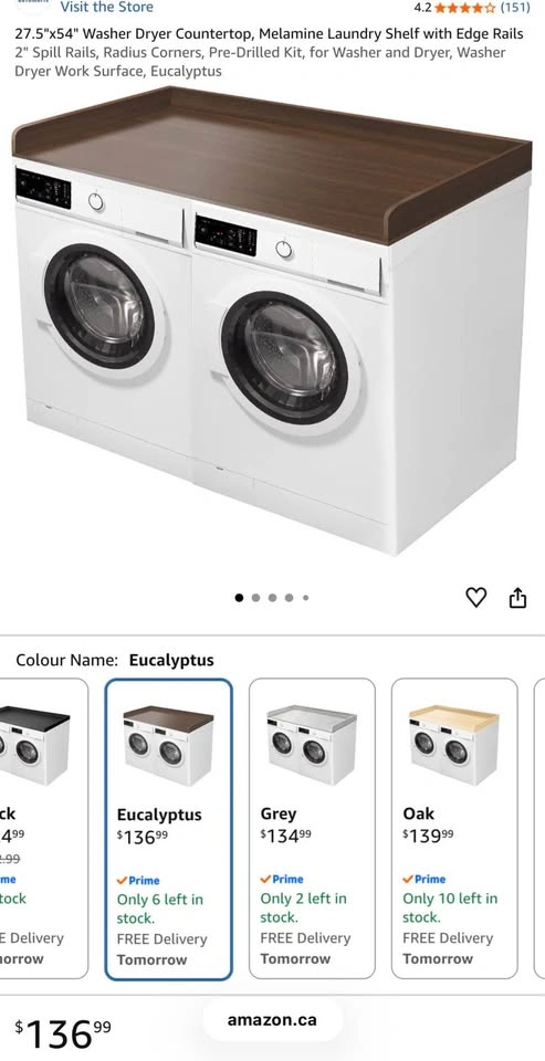 New 27.5"x54" Melamine Washer Dryer Countertop - Brown - photo 3