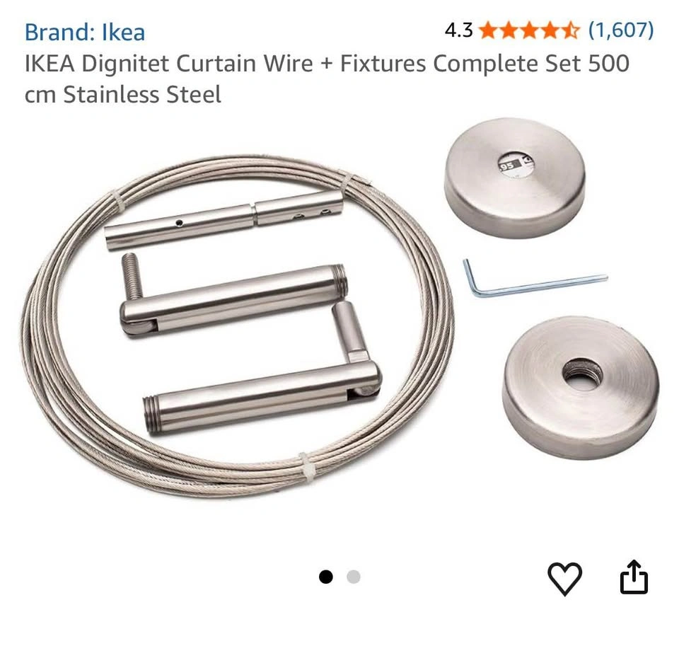 IKEA Dignitet Curtain Wire and Riktig Clips Set - photo 2