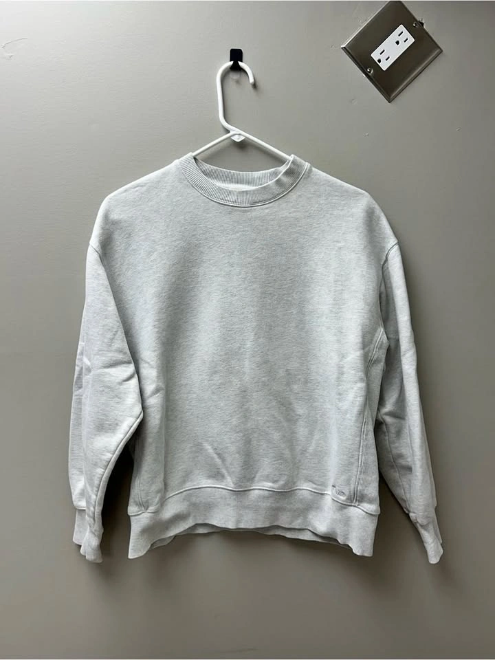 TNA Sweatfleece Cozy Fleece Boyfriend Fit Grey Crewneck