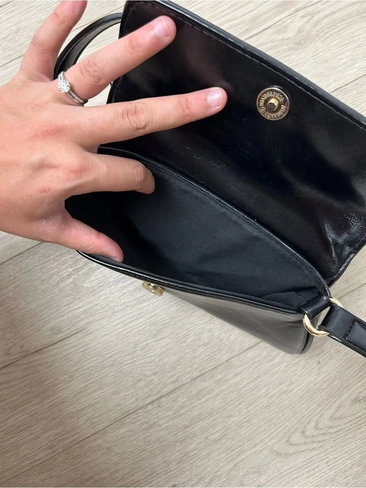 Women’s Black Faux Leather Shoulder Bag - photo 3