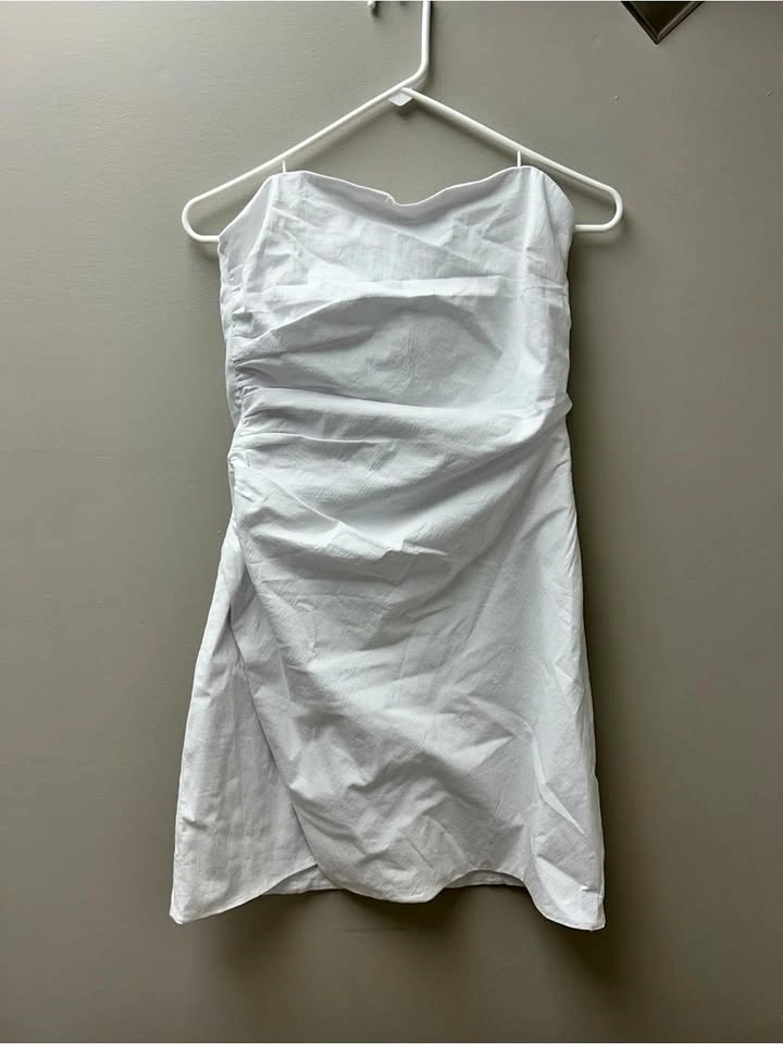 Abercrombie & Fitch Women’s White Strapless Ruched Mini Dress