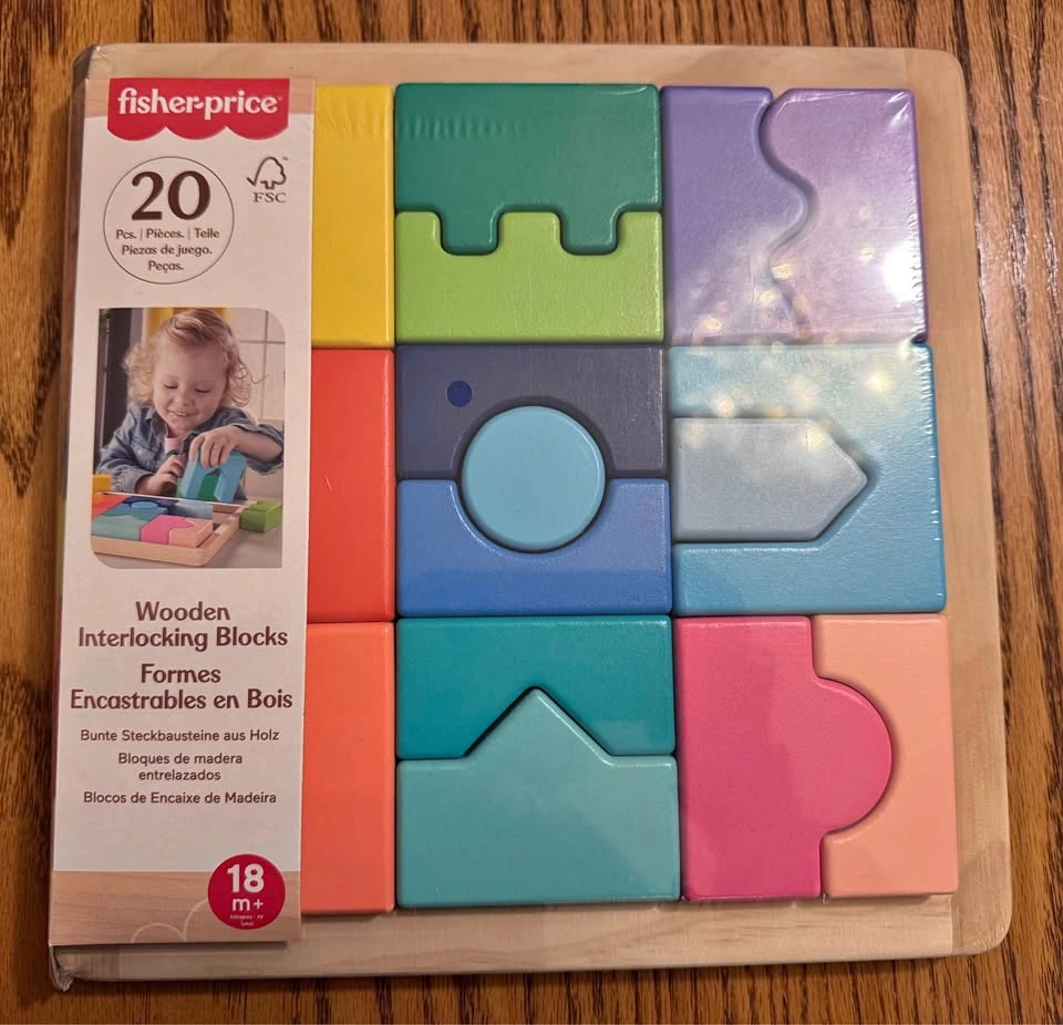 Fisher-Price Wooden Interlocking Blocks – NEW