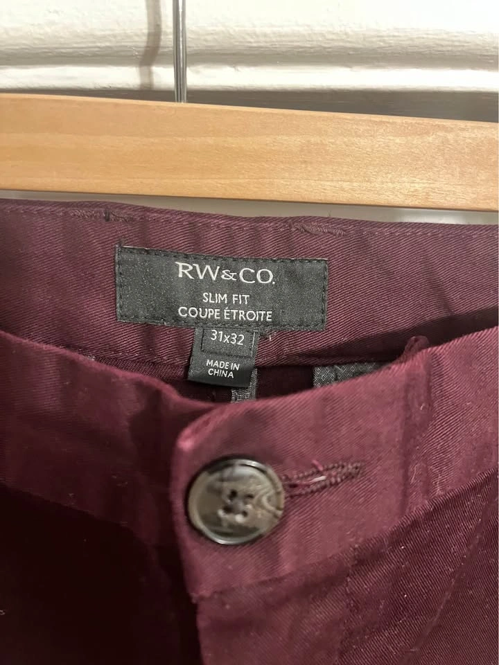 RW&Co Slim Burgundy Chinos - photo 2