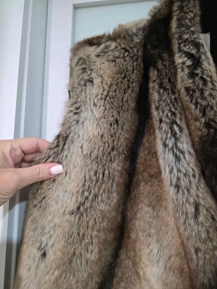 Vasia Brown Faux Fur Draped Vest Size S - photo 5
