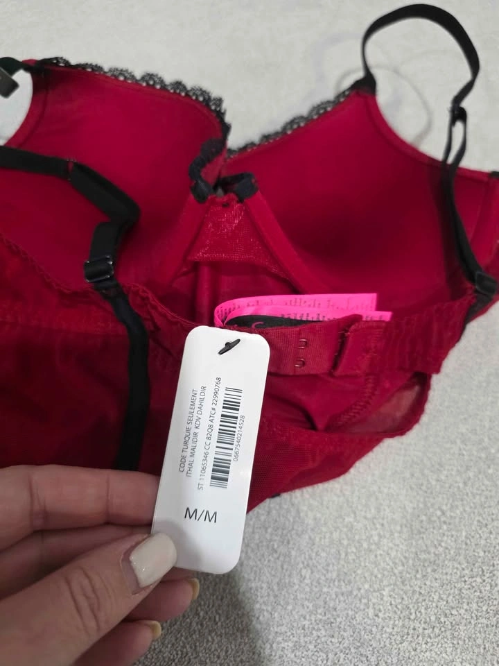 NWT La Senza Red Black Lace Push-Up Teddy Bodysuit Lingerie M - photo 5