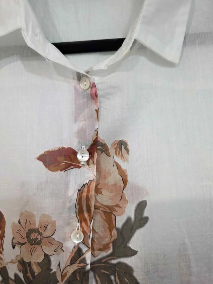 Bailey 44 Sheer Floral Button Down Blouse White Pink Size L - photo 4