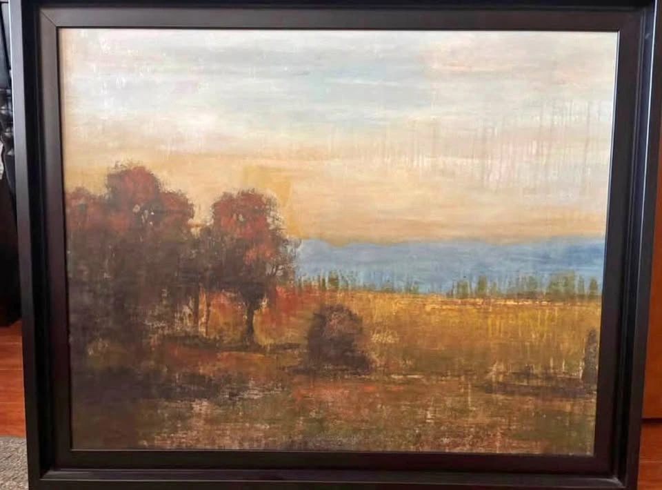 Large Framed Autumn Landscape Canvas Art