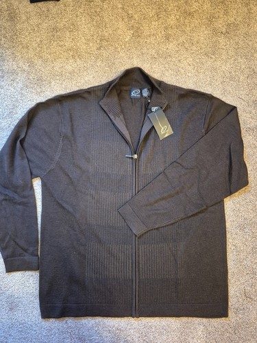Vintage NOS NEW NWT Men's Brown Full-Zip Ribbed Knit Cardigan La