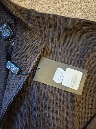 Vintage NOS NEW NWT Men's Brown Full-Zip Ribbed Knit Cardigan La - photo 4