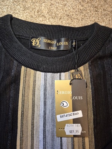 Vintage Italy Classic Men’s Crewneck Sweater in Black and Stripe - photo 2