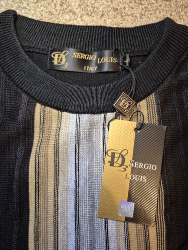 Vintage Italy Classic Men’s Crewneck Sweater in Black and Stripe - photo 5