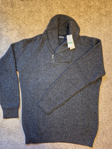 Vintage NWT Nautica Men's Charcoal Gray Shawl Collar Quarter-Zip