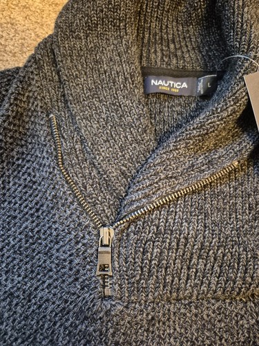 Vintage NWT Nautica Men's Charcoal Gray Shawl Collar Quarter-Zip - photo 5