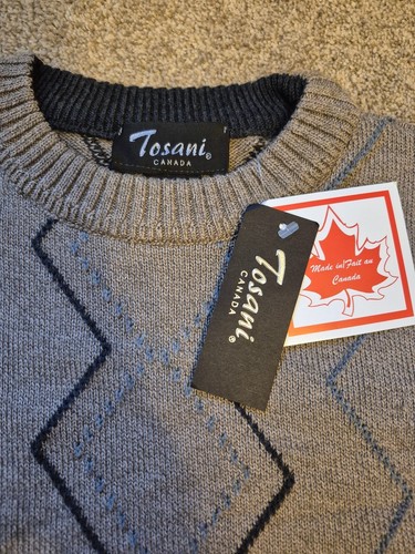 Vintage Tosani NWT Men's Beige Tan Argyle Crewneck Sweater Lg - photo 2