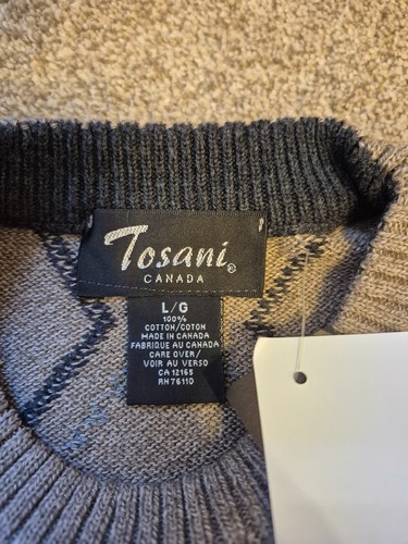 Vintage Tosani NWT Men's Beige Tan Argyle Crewneck Sweater Lg - photo 4