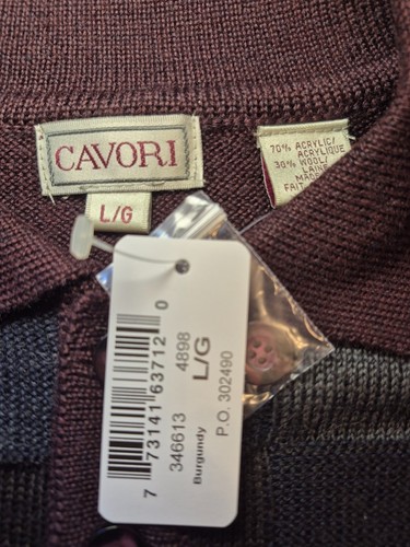 Vintage Cavori Men's Burgundy & Navy Checker Block Polo Sweater - photo 3