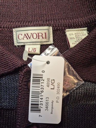 Vintage Cavori Men's Burgundy & Navy Checker Block Polo Sweater - photo 4