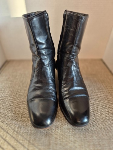 Vintage Florsheim Black Leather Zip Ankle Boots 8D - photo 3