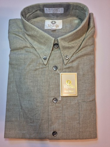 New NWT Viyella Men's Button-Down Shirt in Light Olive/Ash Vinta