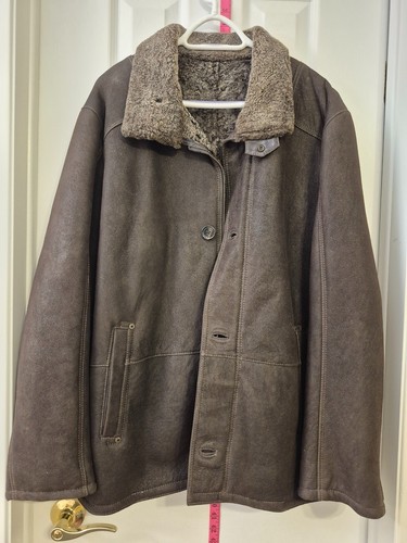 Vtg NWOT Men's Brown Shearling 100% Leather Military Field Jacke